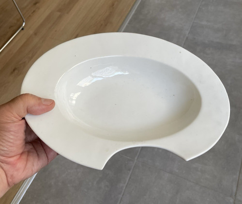 Plat barbe faience blanche - faience,