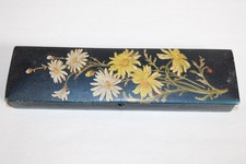 Antique wooden papier mache nib, flower decor, length 22 cm