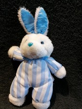 Doudou lapin bleu et blanc