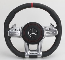 Mercedes AMG Flat Bottom Steering Wheel - Red Stripe, Plug & Play