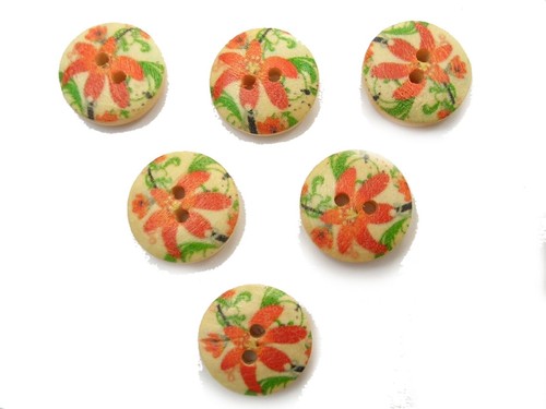 Lot boutons bois rond - lot, 6