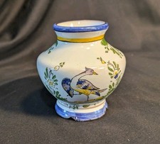 Small vase decor floral and bird, Le Renoleau, Angoulême, h 8 cm