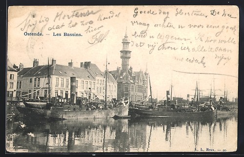 Cpa ostende les bassins - les,