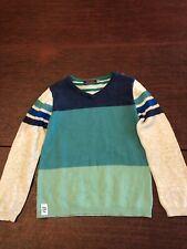Catimini Boys Sweater Size 6 Color Grey, Blue and Green Stripe design