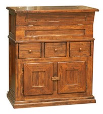 Dressoir Bois Massif De Tiglio Finition Noyer L81xPR45xH92 Cm. Made en Italie