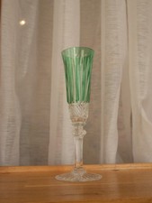 1 Saint ST Louis Tommy Green Crystal Overlay Roemer Champagne Flute 18.8cm