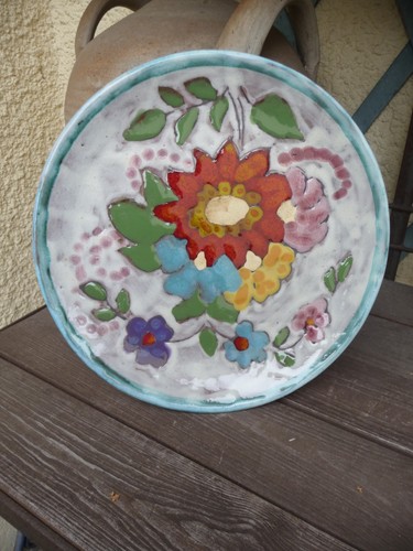 Assiette céramique fleurs - céramique,