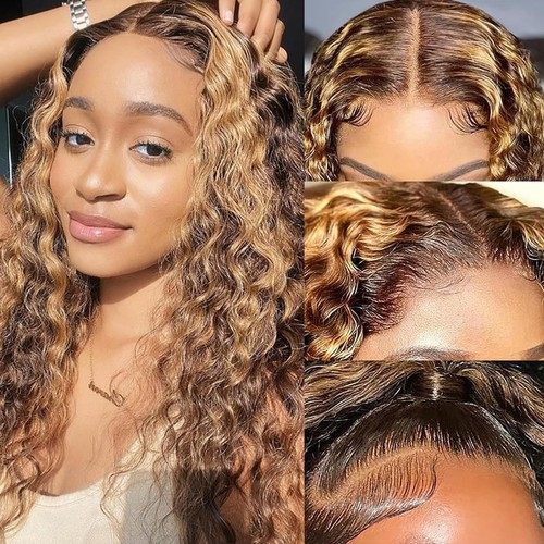 Honey blonde deep wave - blonde, lace