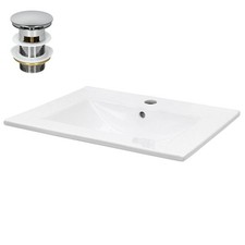 Lavabo en céramique blanc avec garniture de vidage vasque encastrer 610x465 mm