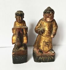 CHINE - PAIRE de FIGURES d'ANCÊTRE - AUTEL FAMILIAL - BOUDDHISME - XIX° 