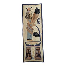 Antique Egyptian Revival appliqué wall hanging Art Deco 1920’s 19"X53.5"