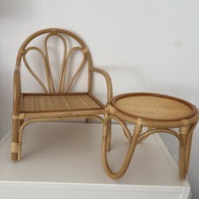 Rattan Doll Chair and Table
