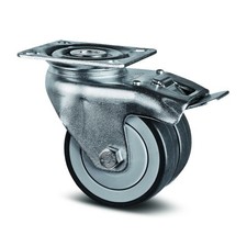 Roulette pivotante double galet - blocage total - platine - ø 75 mm - Agila Twi