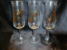 lot of three champagne flutes glass decor flower toy dog style champagne (