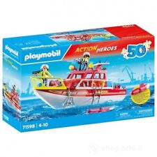 PLAYMOBIL Action Heroes 71598 - Bateau Des Pompiers