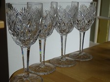 SAINT LOUIS 4 RED WINE GLASSES CRYSTAL CUT MODEL FLORENCE ht 16.2 cm