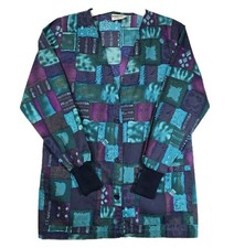 Landau Jacket Size Small Multicolor Patchwork Print Button Front Pockets Button 