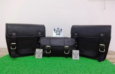 Cuir véritable 2 sacoches de selle noires pour moto 1 sacoche à outils JMB