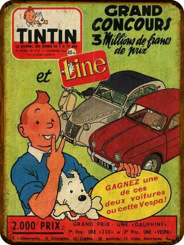 Plaque métal vintage tintin - plaque,