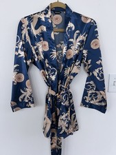 Escalier Women's pajama TOP navy Blue with Gold Design Size Small