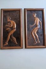 African dancers painting copper plate engraved character