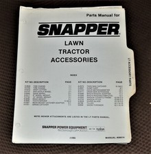 VTG 1986 Snapper Parts Manual Lawn Tractor Accessories