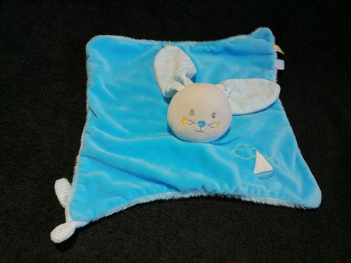Doudou plat lapin bleu - doudou,
