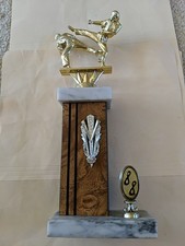 Wood, Gold, Plastic Trophy  1988 Karate Kata Collapsible