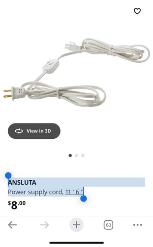 Ikea ansluta power - supply, cord
