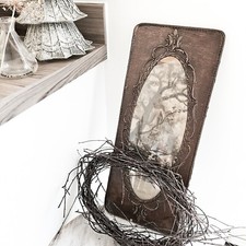 Antique Victorian Ornate Wood Frame Charcoal Country Artwork Hanging Brocante