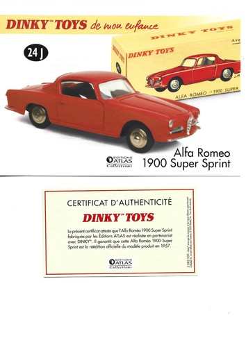 Dinky toys fiche certificat - toys,
