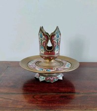Bronze & Partitioned Enamel Candle Holder. Signed SUSSE BROTHERS 19th century 