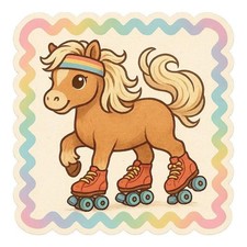 Poney Shetland sur patins à