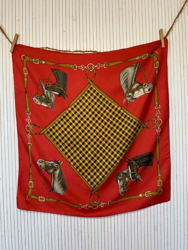 Foulard carré soie têtes - soie,