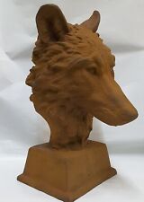 CAST IRON WOLF HEAD PATINA RUST DECO HOME & GARDEN 37 CM 