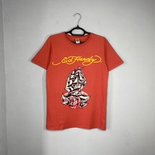 T-shirt orange Ed Hardy by Christian Audigier grand logo taille M