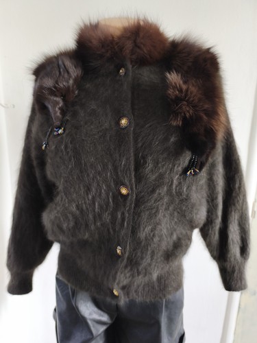 Veste fourrure angora marron - fourrure,