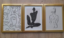 tableaux et cadre triptyque "ode à la femme" doré neuf