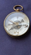 antique brass military compass beveled glass