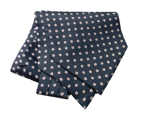 Ascot homme soie bleu fleurs - ascot,