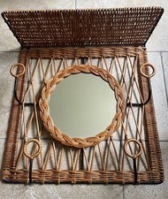 Porte manteau miroir rotin