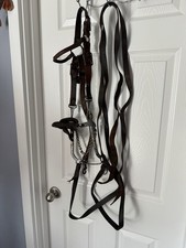Vintage Military Horse Bridle w Bit Headstall & Reins Western Hackamore