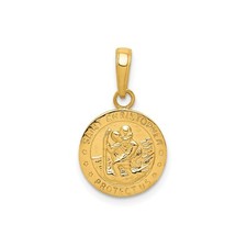 10k Gold Saint Christopher Travel Medal Necklace Catholic Protection Charm