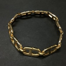 Christian Dior CD Logo Plate Link Gold Tone Bracelet/9BJ0112
