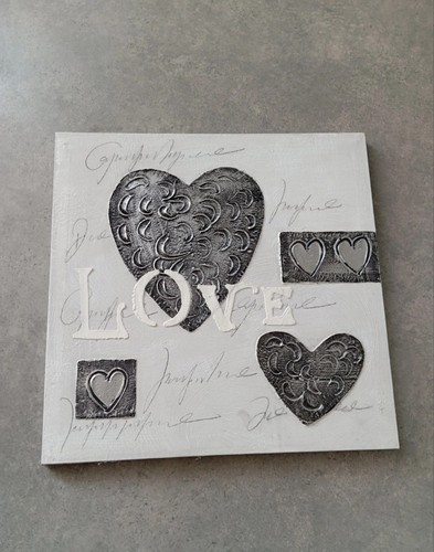 Tableau toile love et - "love", cœurs