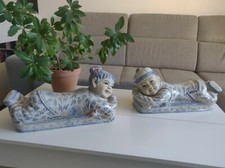XXL Girl Girl Chinese Boy Porcelain Signed Kids Blue White Ceramic Cushions