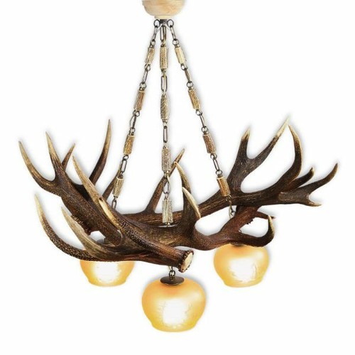 Lustre avec vrai bois - , cerf