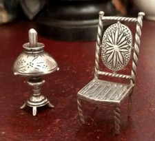 LAMP and CHAIR miniature SILVER dollhouse Doll cover silver