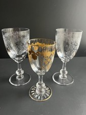 Lot of 3 St Louis Crystal Wine Glasses Modeled Cleo