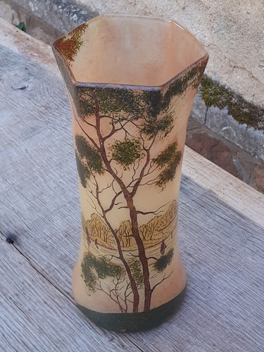Vase verre émaillé art - en,